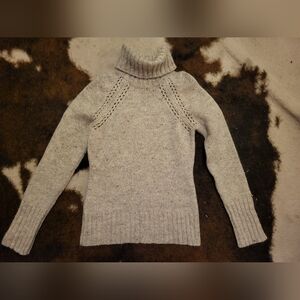 LOFT Heather Oatmeal Gray Turtleneck Sweater